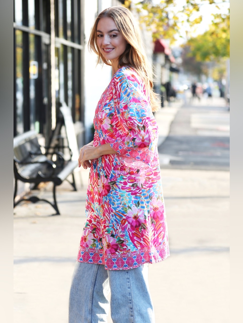 ๐ Comfy Luxe Colorful Cover Up Dress Boho Chic Hippie Bohemian Floral - Picture 13 of 13